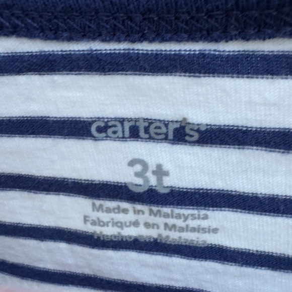 Carter’s 3T Girls Blue & White Striped 3/4 Sleeve Top Blouse - Picture 3 of 4